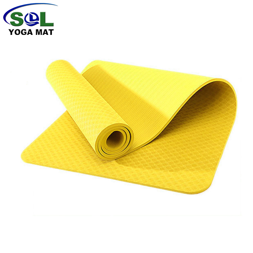 SOL manufacturer GYM non-slip eco friendly high quality solid color TPE yoga mat for beginners