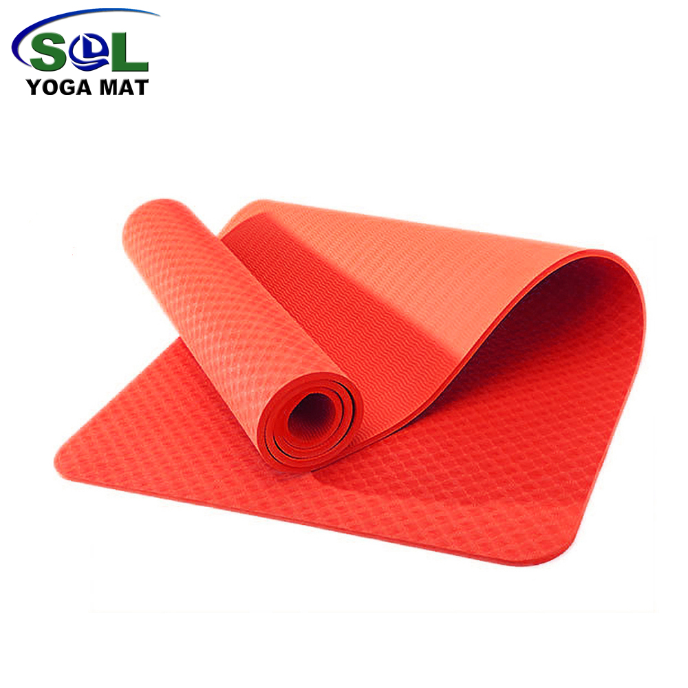 SOL manufacturer GYM rubber Anti-slip eco friendly hot high quality solid color TPE yoga mat for beginners