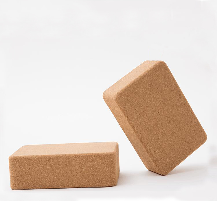 Yoga Accessories Eco-friendly Natural Cork Brick Yoga Block with Laser Logo Design